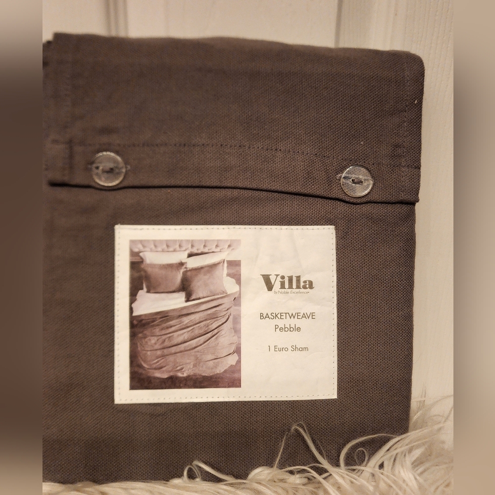 Villa x Noble Excellence Basketweave pebble European Sham in gray 26x26